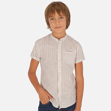 Camisa Manga Corta Cuello Mao Nino Rayas Mayoral