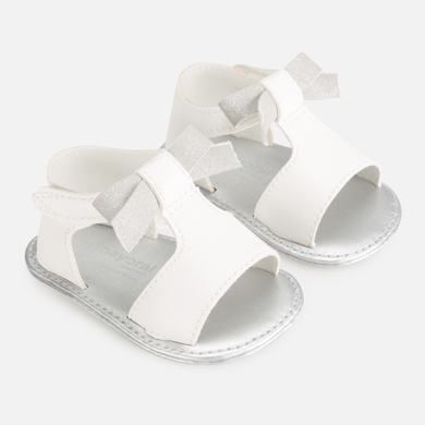 white newborn sandals