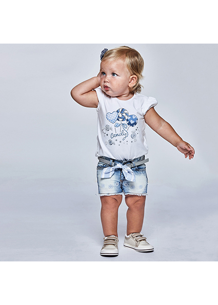 Pantalon Court Jean Bebe Fille Jean Clair Mayoral