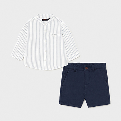 Ensemble Avec Bermuda Chemise Col Mao Bebe Garcon Nautique Mayoral