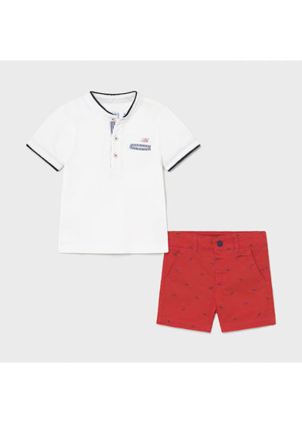 Conjunto Bermudas Polo Mao Bebe Menino Cyber Red Mayoral