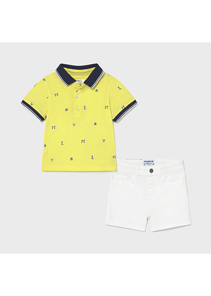 Polo And Shorts Set For Baby Boy White Mayoral