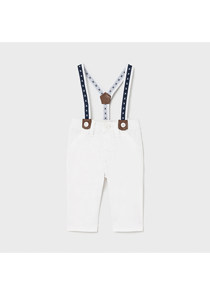 Pantalon Long Bretelles Nouveau Ne Garcon Blanc Mayoral