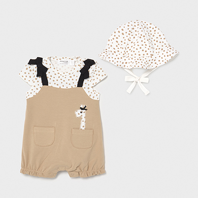 Knit Onesie With Hat For Newborn Girl Mocca Mayoral