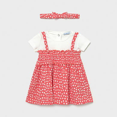 Robe Avec Bandeau Tricot Bebe Fille Corail Mayoral