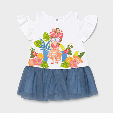 Robe Combinee Tulle Bebe Fille Bleu Ciel Mayoral