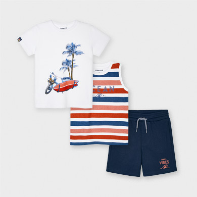 Mayoral Boys Twin T-Shirt & Shorts in Hibiscus 3624 Aged 2-8 Yrs 