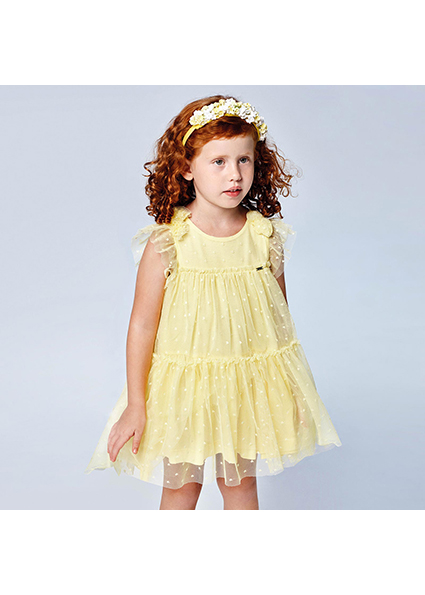 Robe Tulle Plumetis Fille Jaune Mayoral
