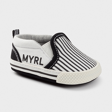 black and white striped slippers