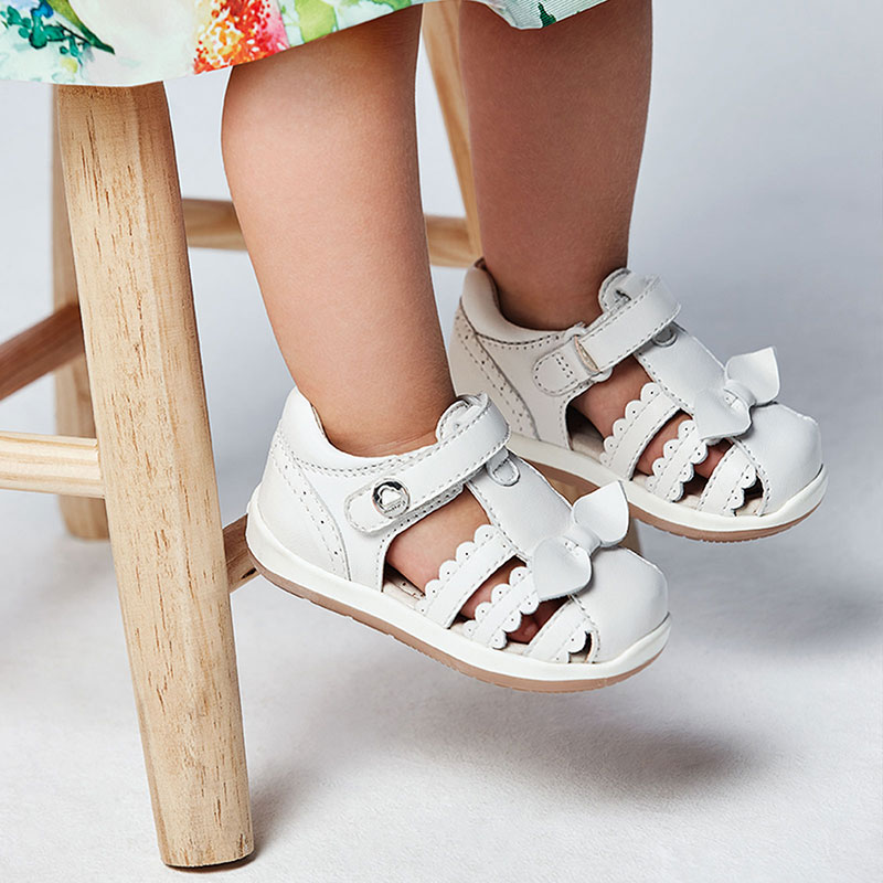 baby girl white leather sandals