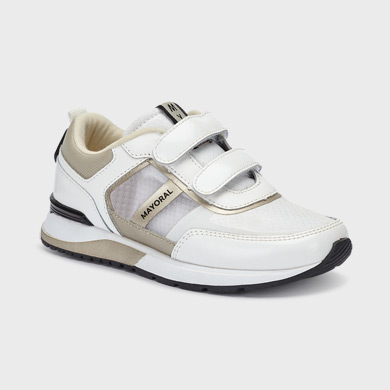 girls white velcro trainers