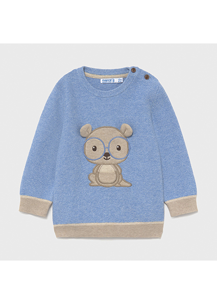 Jumper With Applique For Baby Boy Sky Blue Mayoral