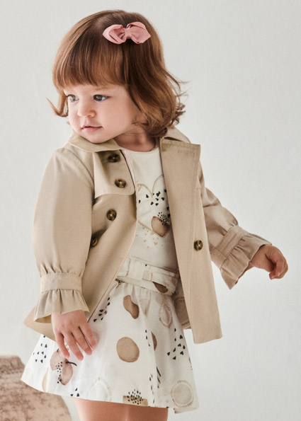 Trench Coat Baby Girl Almond May, Trench Coat For Little Girl