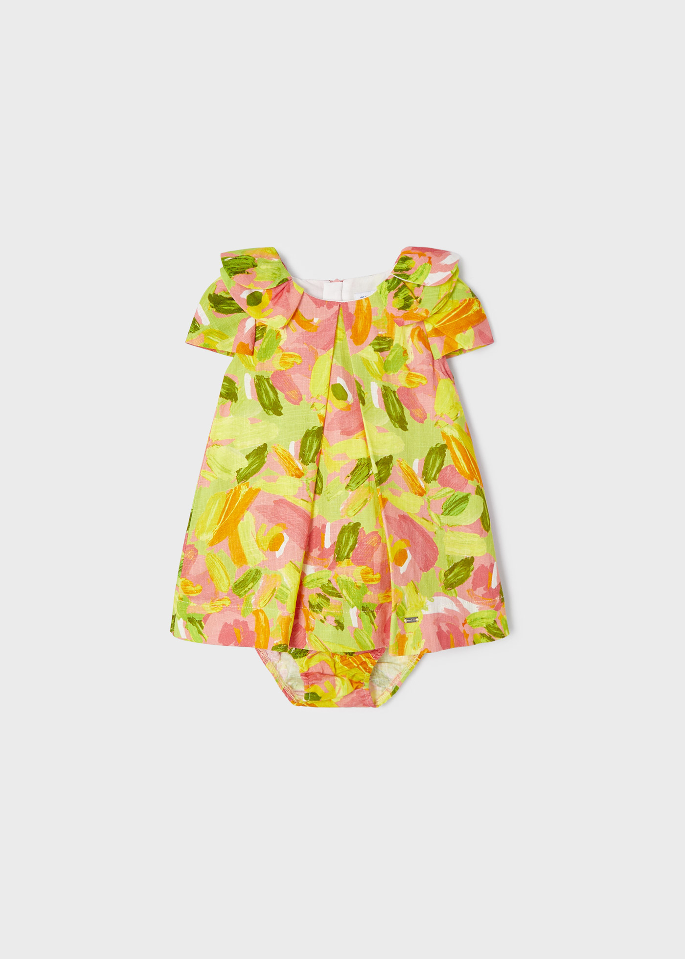 Printed Linen Dress Baby Girl Coral Mayoral