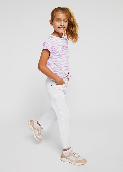 Pantalón largo sarga ECOFRIENDS cropped fit chica Blanco | Mayoral ®
