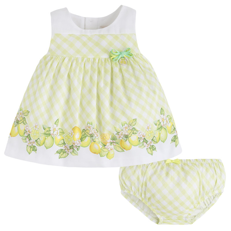 Mayoral Baby Girls 1M-24M Floral Citrus Border Social Party Dress Pink, Green