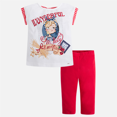 Conjunto de leggings corsario y camiseta estilo retro para niña