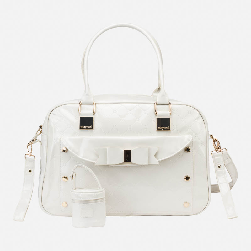 white leather changing bag