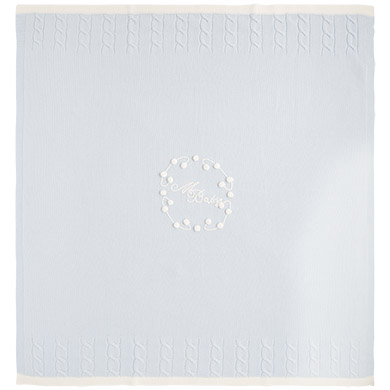 Knit baby shawl with embroidery