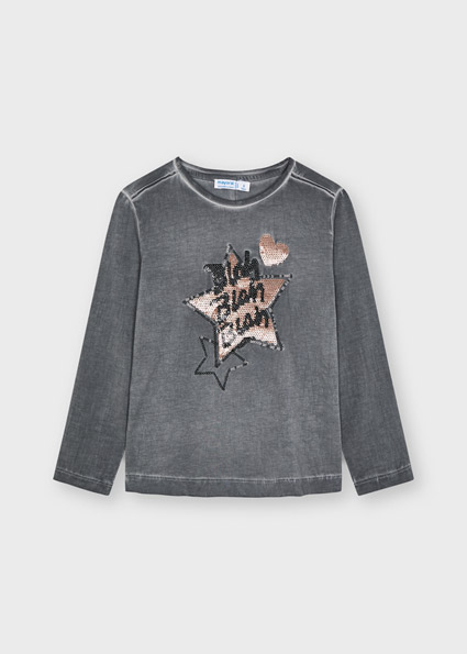 Acid Wash Long Sleeve T Shirt For Girl Steel Mayoral