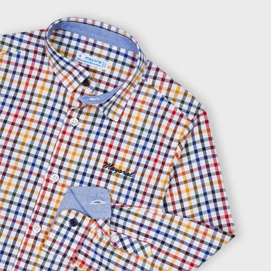Camicia Manica Lunga Quadri Multicolor Bambino Blu Navy Mayoral