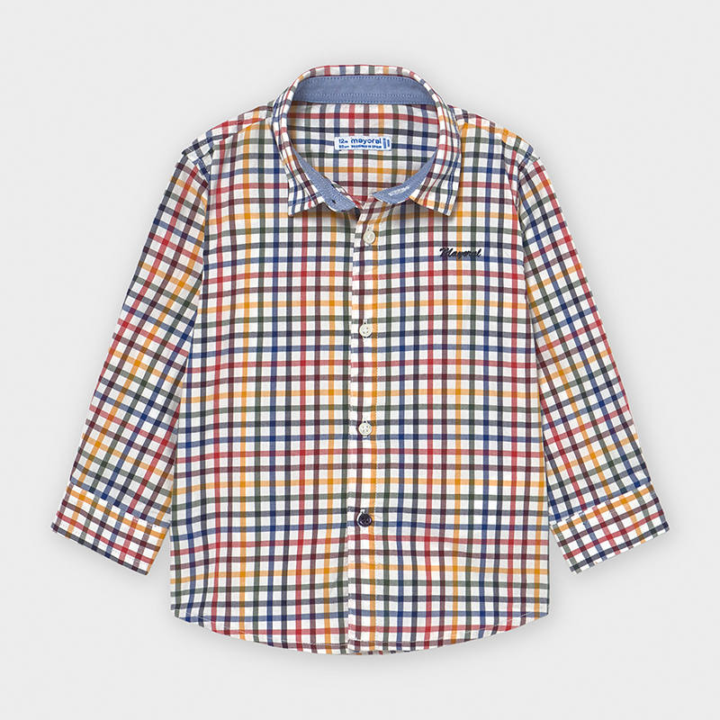 Camicia Manica Lunga Quadri Multicolore Bimbo Blu Navy Mayoral