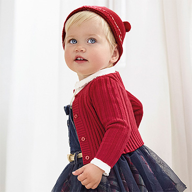newborn red cardigan