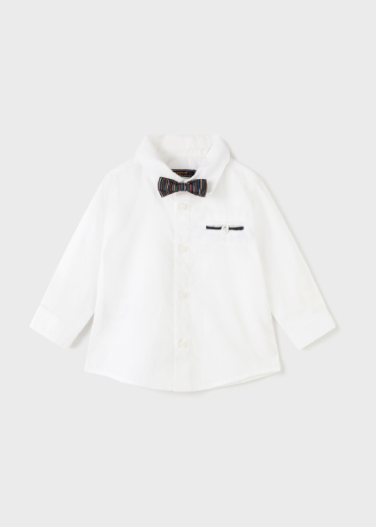 Chemise Ecofriends Manches Longues Avec Nœud Papillon Bebe Garcon Blanc Mayoral
