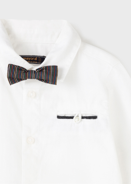 Chemise Ecofriends Manches Longues Avec Nœud Papillon Bebe Garcon Blanc Mayoral