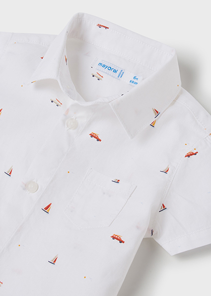 Chemise Imprime Manches Courtes Bebe Garcon Blanc Mayoral
