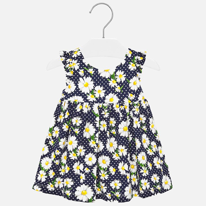 Daisy Patterned Dress For Baby Girl Navy Blue Mayoral