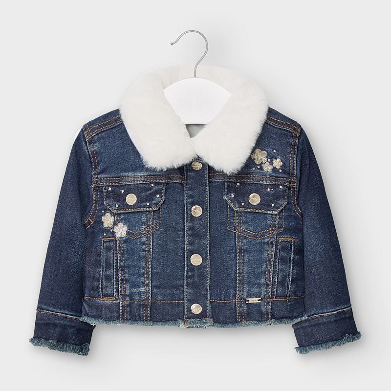 baby girl denim jacket with fur