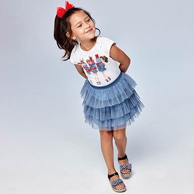 Ensemble Jupe Tulle Plissee Fille Brume Mayoral