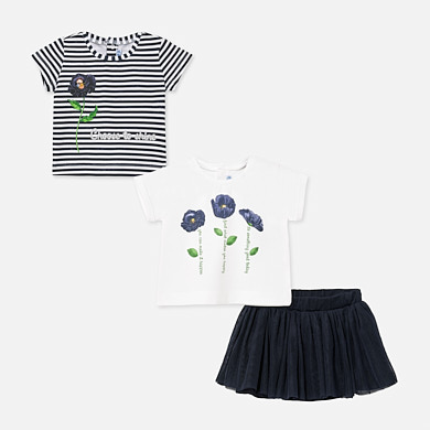 Ensemble T Shirts Dessin Et Jupe Tulle Bebe Fille Marine Mayoral
