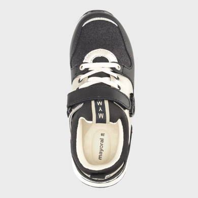 girls black glitter trainers