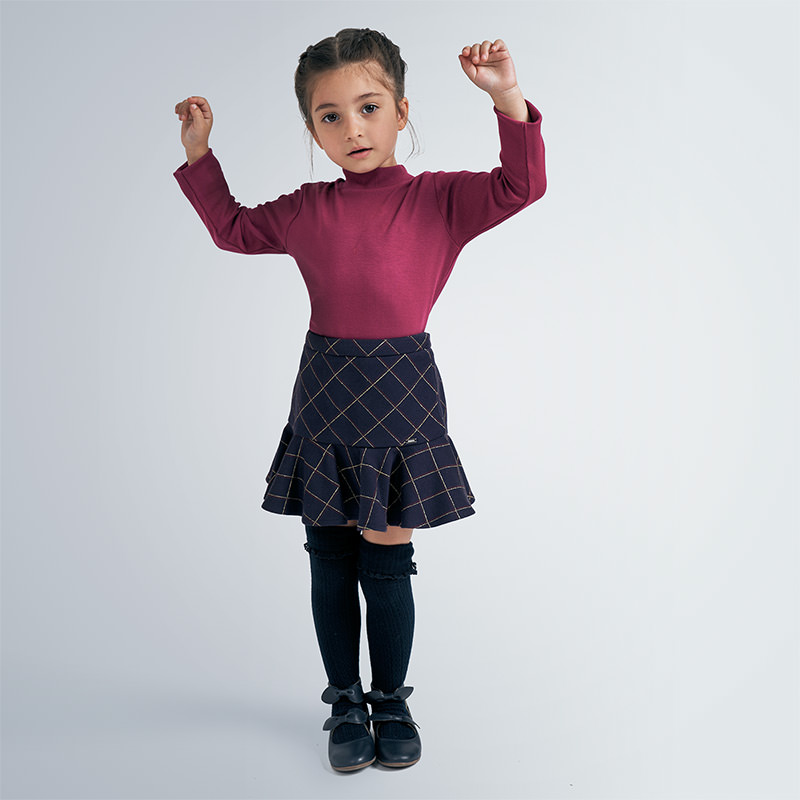 Gonna A Quadri Volant Bambina Blu Navy Mayoral