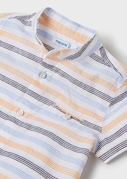 Grandad collar stripes shirt baby boy Tangerine | Mayoral