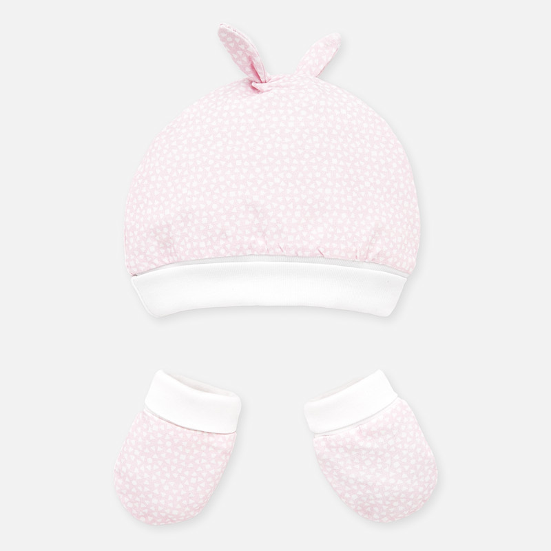 pink baby hat and mittens