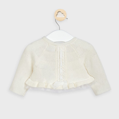 newborn white knitted cardigan