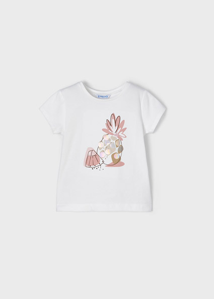 Koszulka z krótkim rękawem ECOFRIENDS ananas dla dziewczynki Ecru