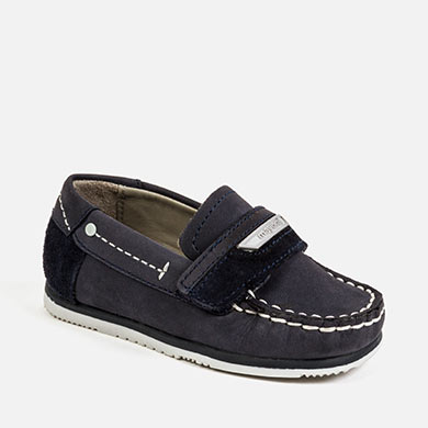 blue leather boat shoes