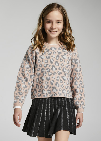 girls animal print jumper