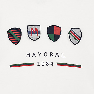 Long sleeved shields print t-shirt for boy Cream