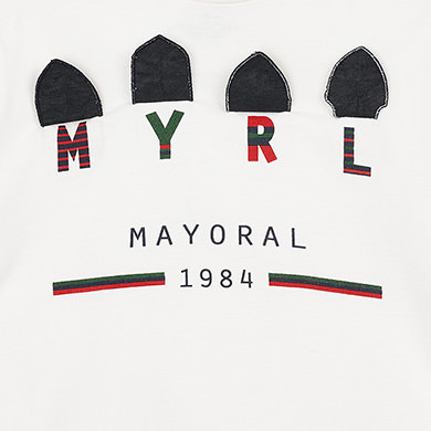 Long sleeved shields print t-shirt for boy Cream