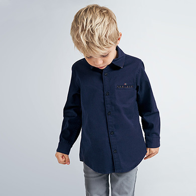 Long sleeved twill shirt for boy