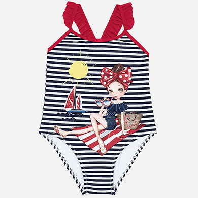 Maillot De Bain Rayures Dessin Fille Marine Mayoral
