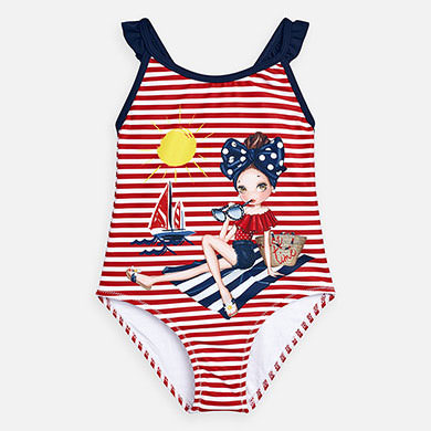 Maillot De Bain Rayures Dessin Fille Rouge Mayoral