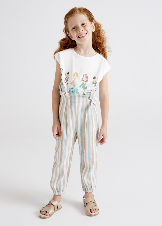 Pantalón largo rayas lino niña Jade | Mayoral ®