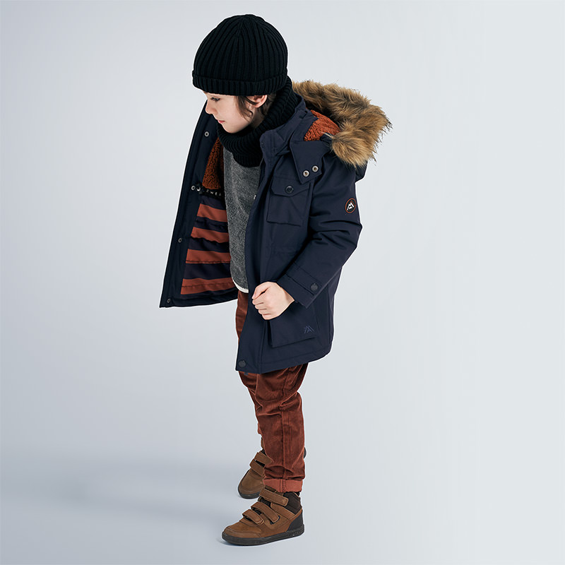 faux fur trim parka coat