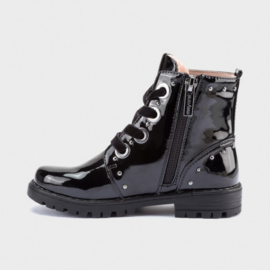 Patent effect biker boots for girl 